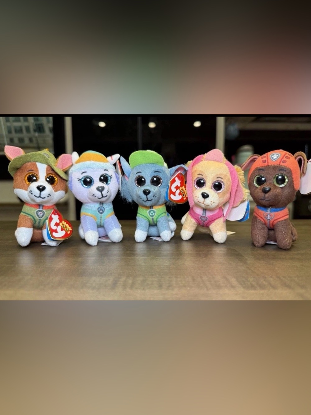 New TY Lot Of 5 Beanie Boos Paw Patrol Backpack Clips Everest Tracker Zuma Skye